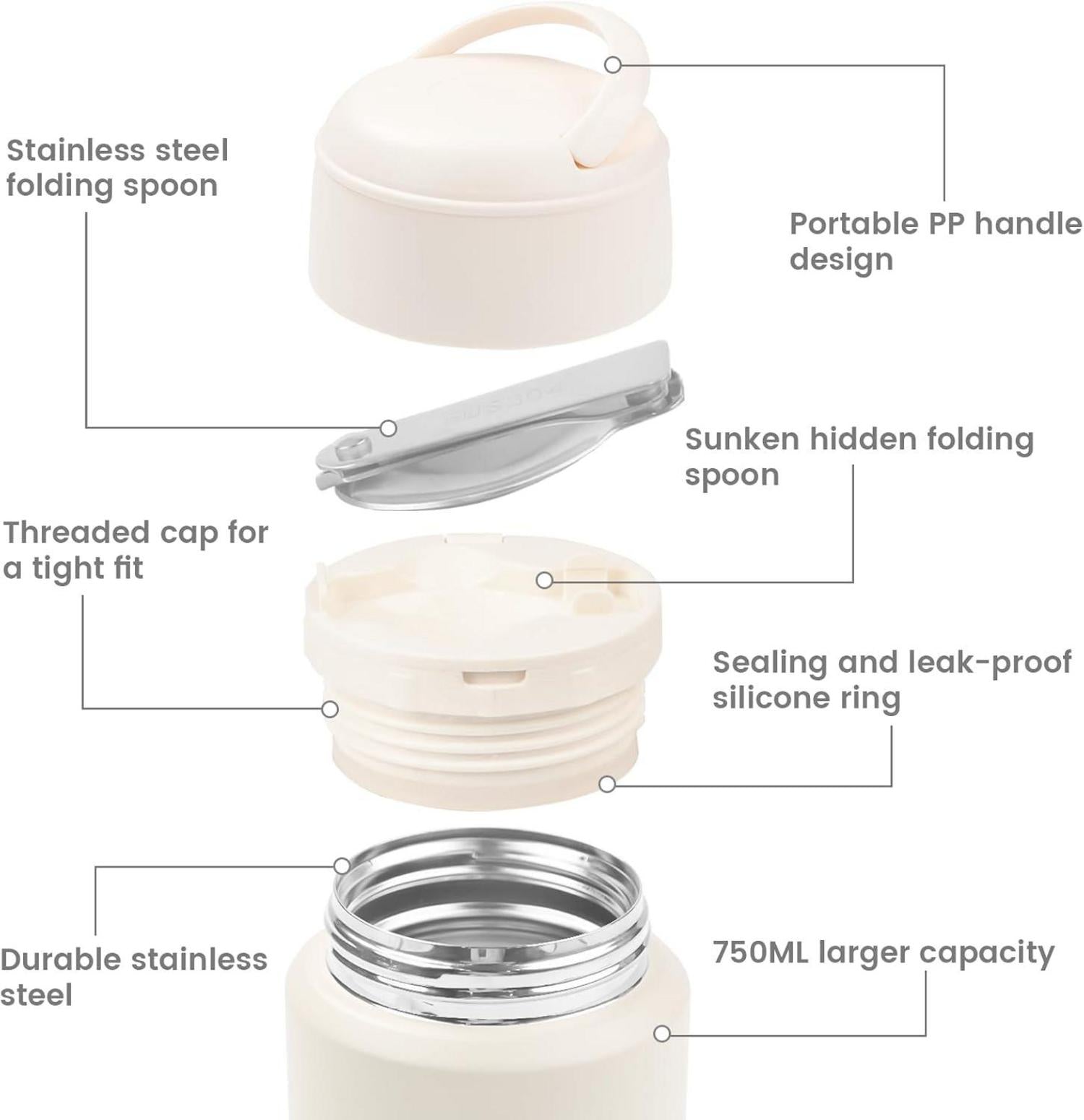 Thermobehälter für Essen 750ML Edelstahl Lunchbox Yoghurt Suppe