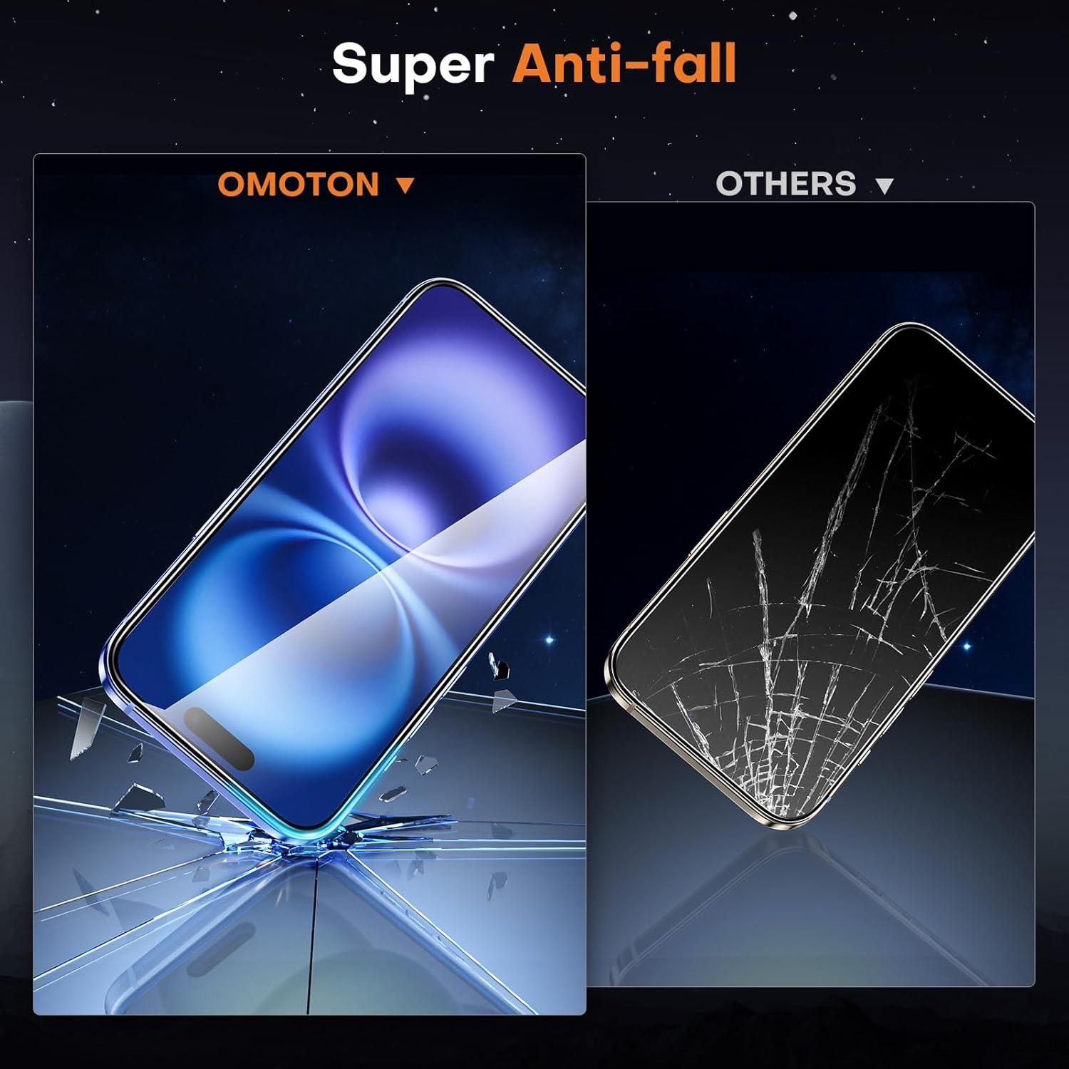 OMOTON iPhone 16 Panzerglas 3 Stück 6,1 Zoll Transparent