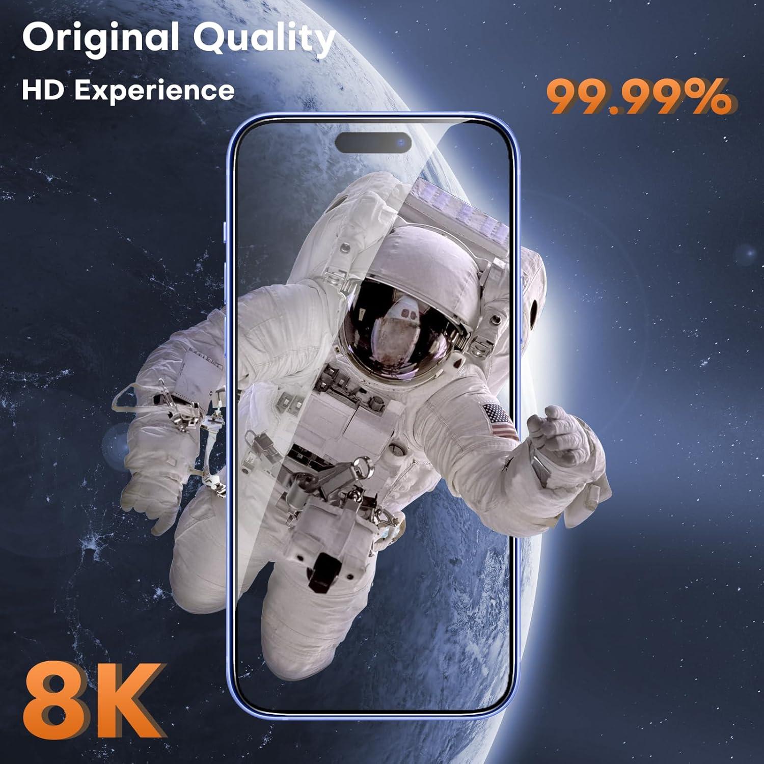 iPhone 16 Panzerglas Schutzfolie 3 Stück 9H Härte 6,1 Zoll Transparent