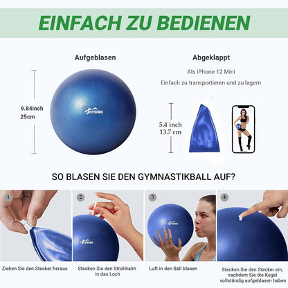 Kleiner Gymnastikball 25cm Yoga Pilates-Ball Fitnessball Baby Blau