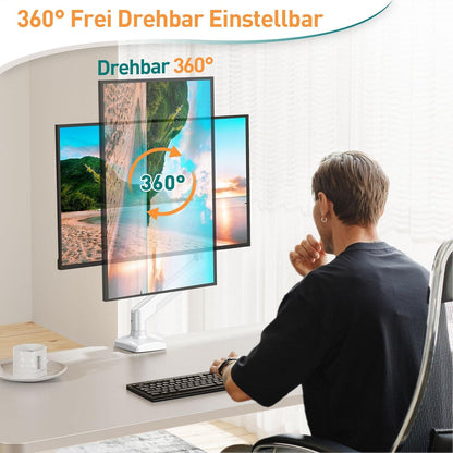 Monitor Halterung 13-32 Zoll Gasdruckfeder VESA 75/100mm Weiß - ELIVED EV004W