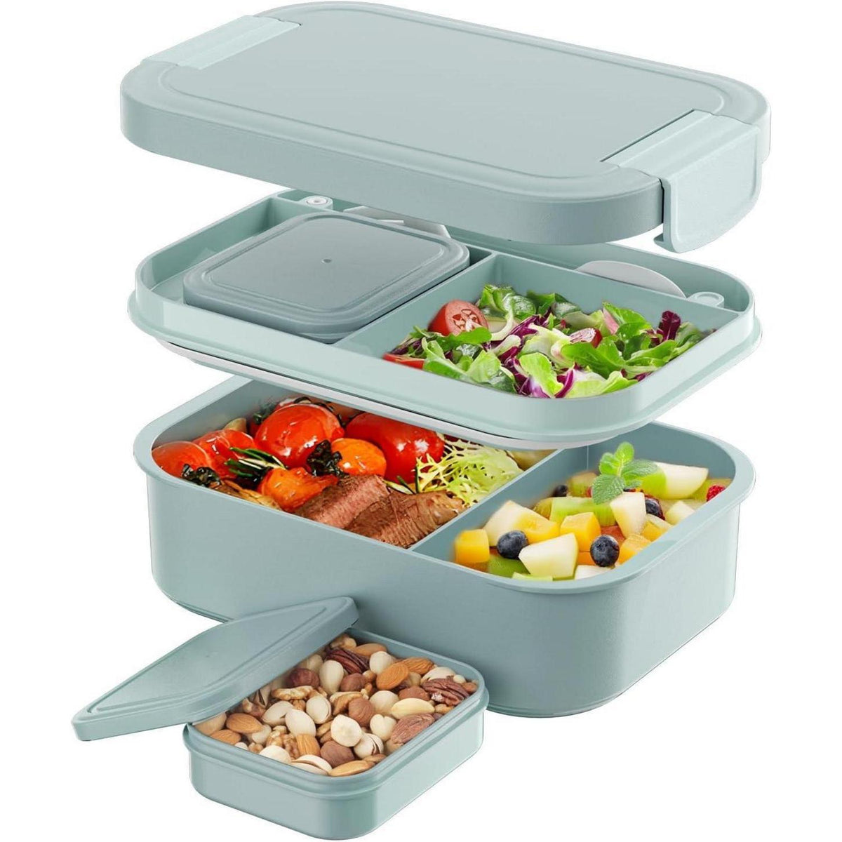 Lunchbox Erwachsene 1900ml Auslaufsicher mit Fächern – Grün