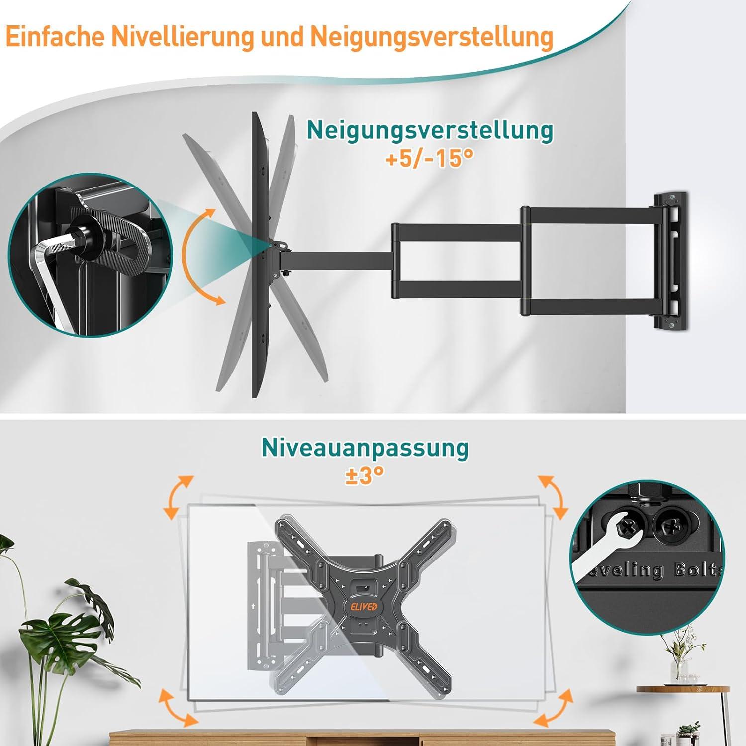 TV Wandhalterung schwenkbar neigbar ausziehbar VESA 400x400mm bis 35KG