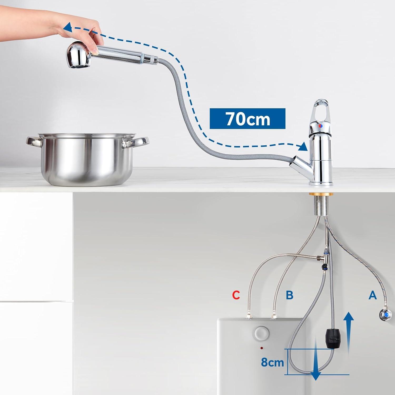 Niederdruck Armatur Küche Ausziehbar mit 2 Wasserstrahlarten
