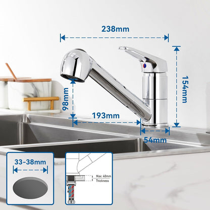 Niederdruck Armatur Küche Wasserhahn Ausziehbar 2 Wasserstrahlarten