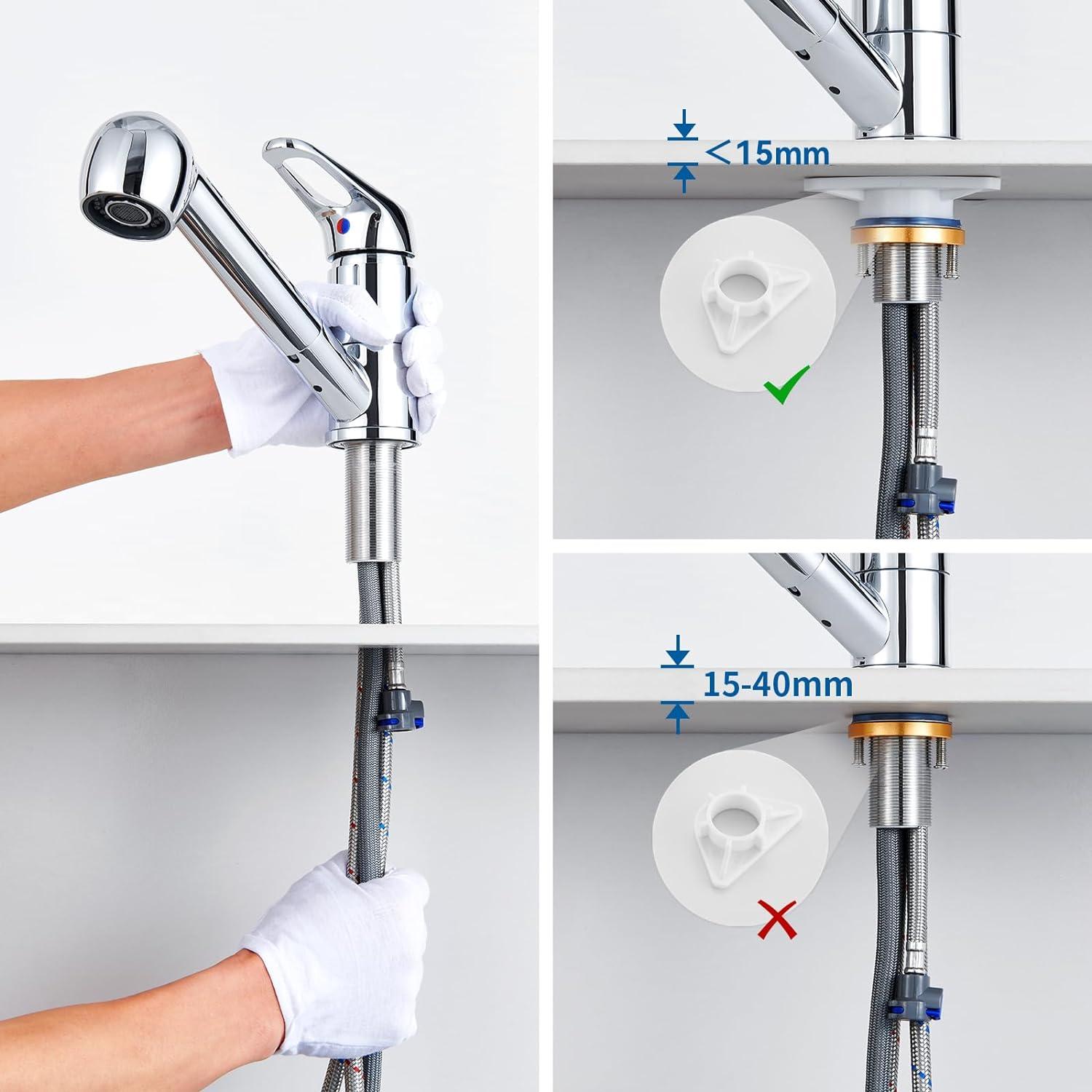 Auralum Niederdruck Küchenarmatur mit Brause, 360° schwenkbar & ausziehbar, chrom