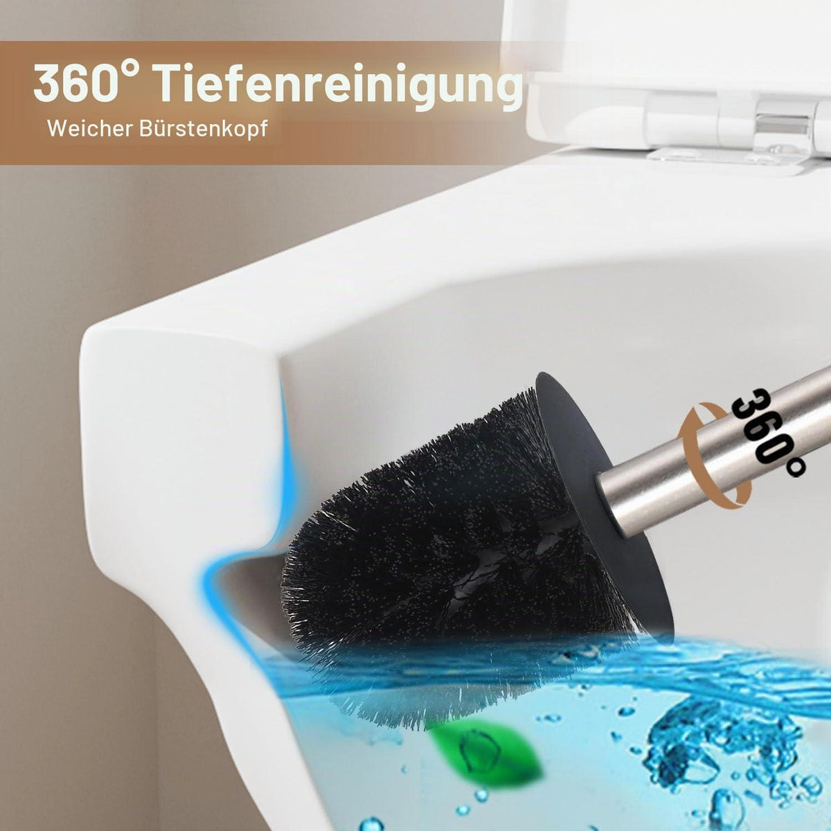 Toilettenbürste & Halter aus gebürstetem Nickel Edelstahl
