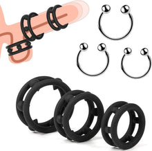 Penisring Set Silikon Cockringe Edelstahl Hodenring BDSMJOY