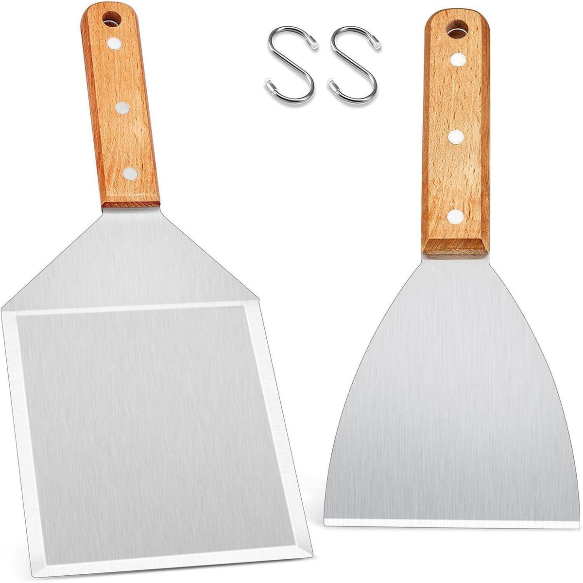 Grillspachtel Set Edelstahl mit Holzgriff – 2er Set