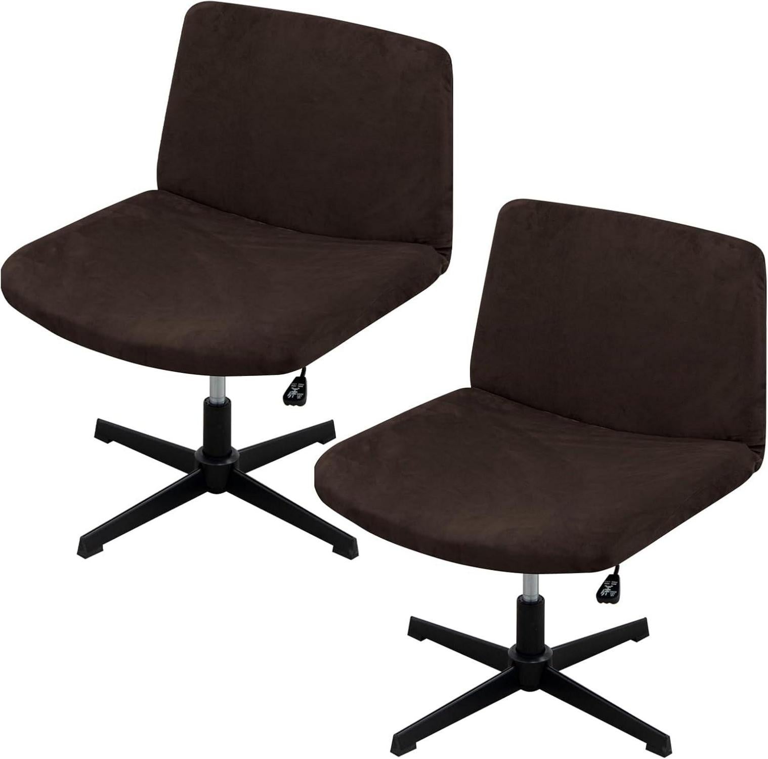 Samt Stuhlhussen 2er Set für Barhocker und Bürostühle in Kaffeebraun