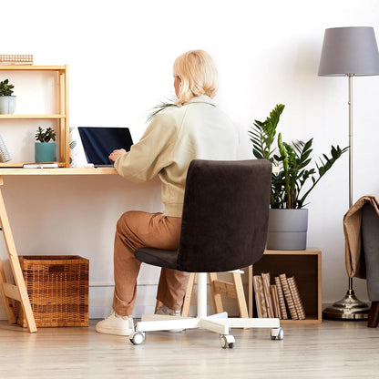 Stuhlbezüge Samt Stretch Armlos Waschbar Küche Büro 2er Set Kaffee