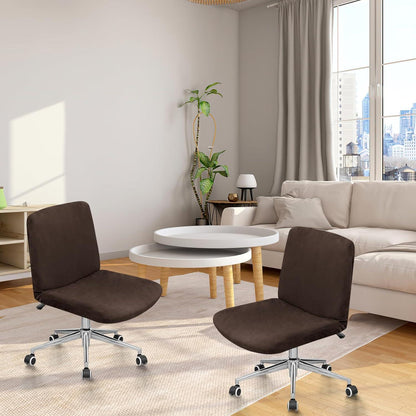 Stuhlhussen 2er Set Stretch Barhocker Bezüge Armlos Samt Kaffee
