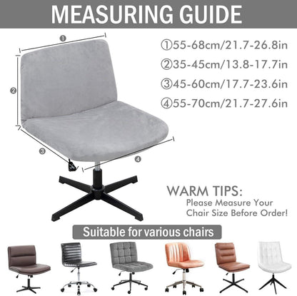 Stuhlhussen Stretch Samt Grau Armlos 2er Set Bürostuhlbezug - Waschbar & Stretch Hussen für Stühle, Barhocker, Küche, Esszimmer, Büro