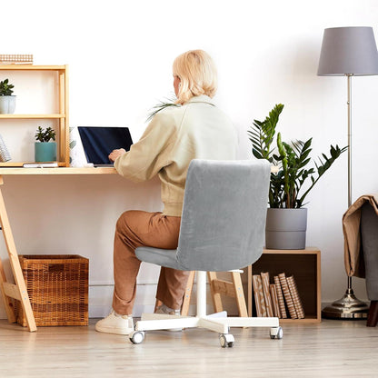 Stretch Stuhlhussen 2er Set Samt Grau Büro Barhocker Bezug Armlos
