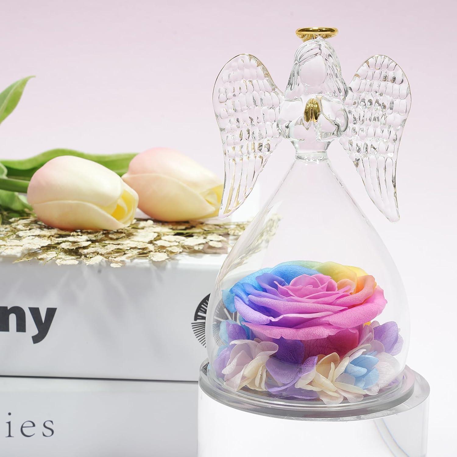 Engel Figur Ewige Rose Geschenk für Frauen Muttertag Valentinstag Weihnachten