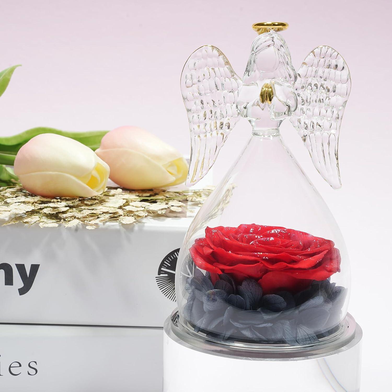 Miofula Engel Figur Geschenke Ewige Rose für Frauen Weihnachten Valentinstag
