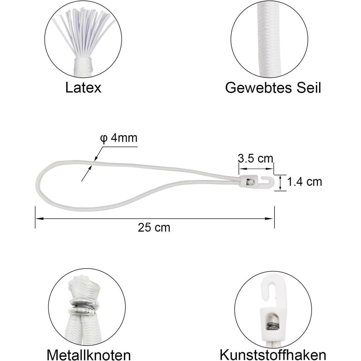 Spanngummis mit Haken 50er Set - 25cm Expander für Camping & Planen