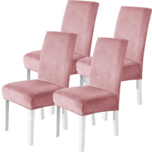 Samt Stuhlhussen 4er Set – Stretch & Waschbar Rosa