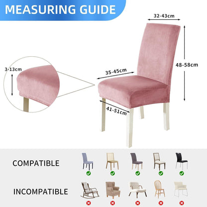 Samt Stuhlhussen 4er Set – Stretch & Waschbar Rosa