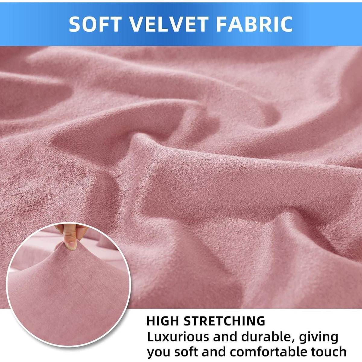 Samt Stuhlhussen 4er Set – Stretch & Waschbar Rosa