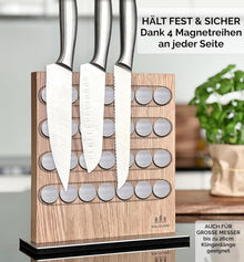 Messerblock magnetisch aus Eichenholz für bis zu 10 Messer