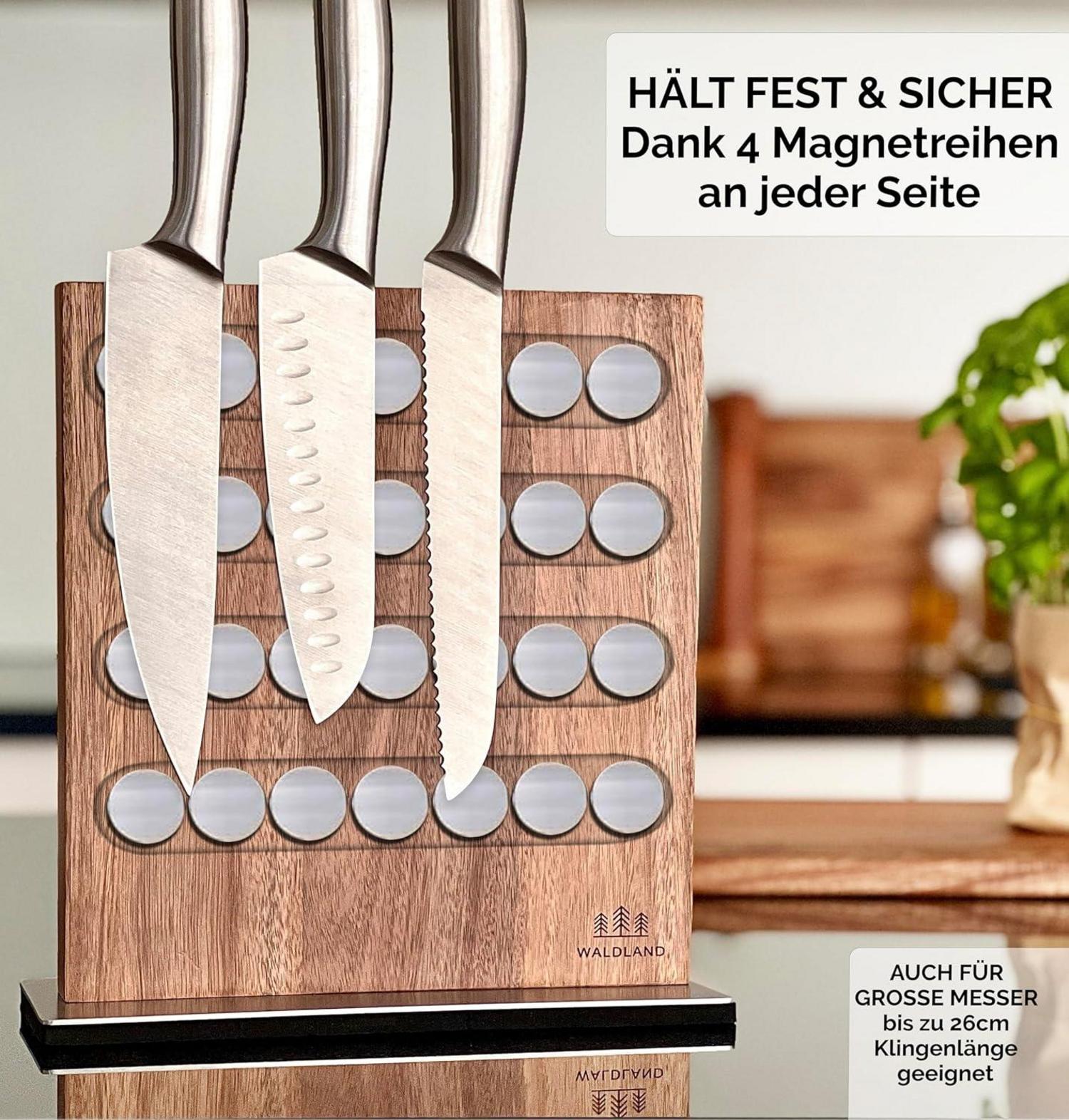 Messerblock magnetisch aus Akazienholz - WALDLAND Premium
