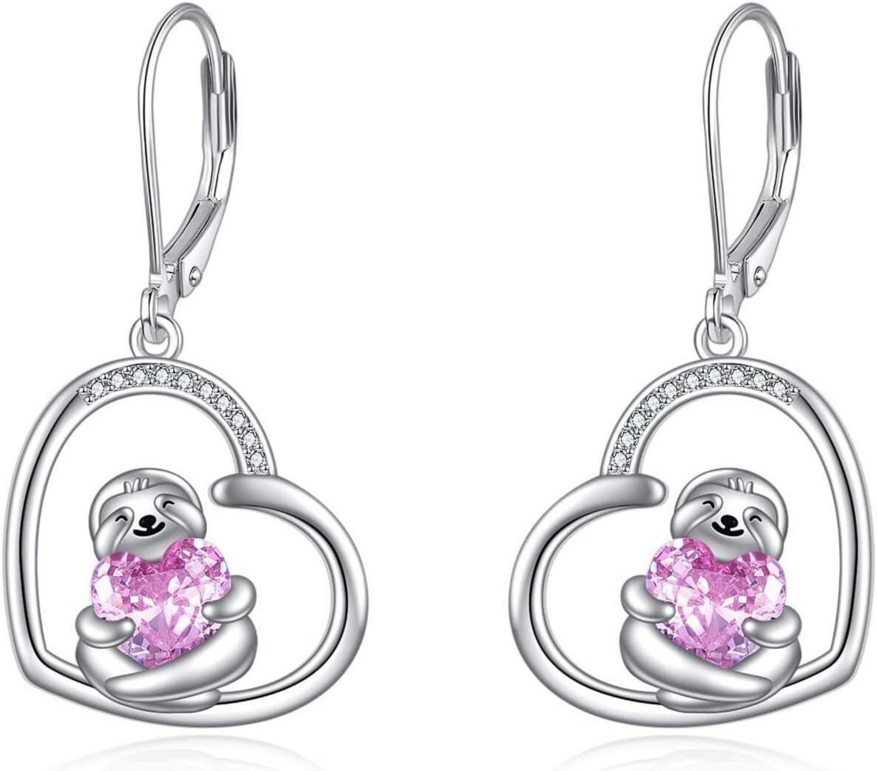 925 Sterling Silber Ohrringe Rote Pilz Heart Dangle Frauen Mädchen