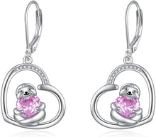 925 Sterling Silber Ohrringe Rote Pilz Heart Dangle Frauen Mädchen