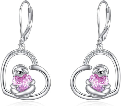 925 Sterling Silber Ohrringe Rote Pilz Heart Dangle Frauen Mädchen
