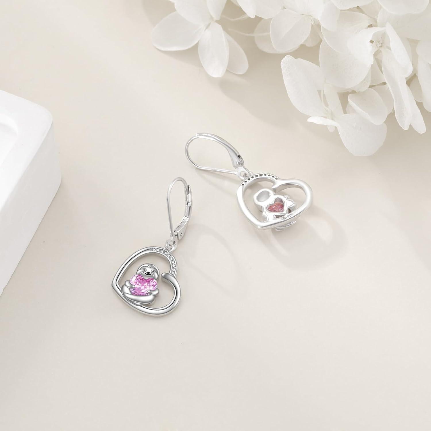 925 Sterling Silber Ohrringe Rote Pilz Heart Dangle Frauen Mädchen