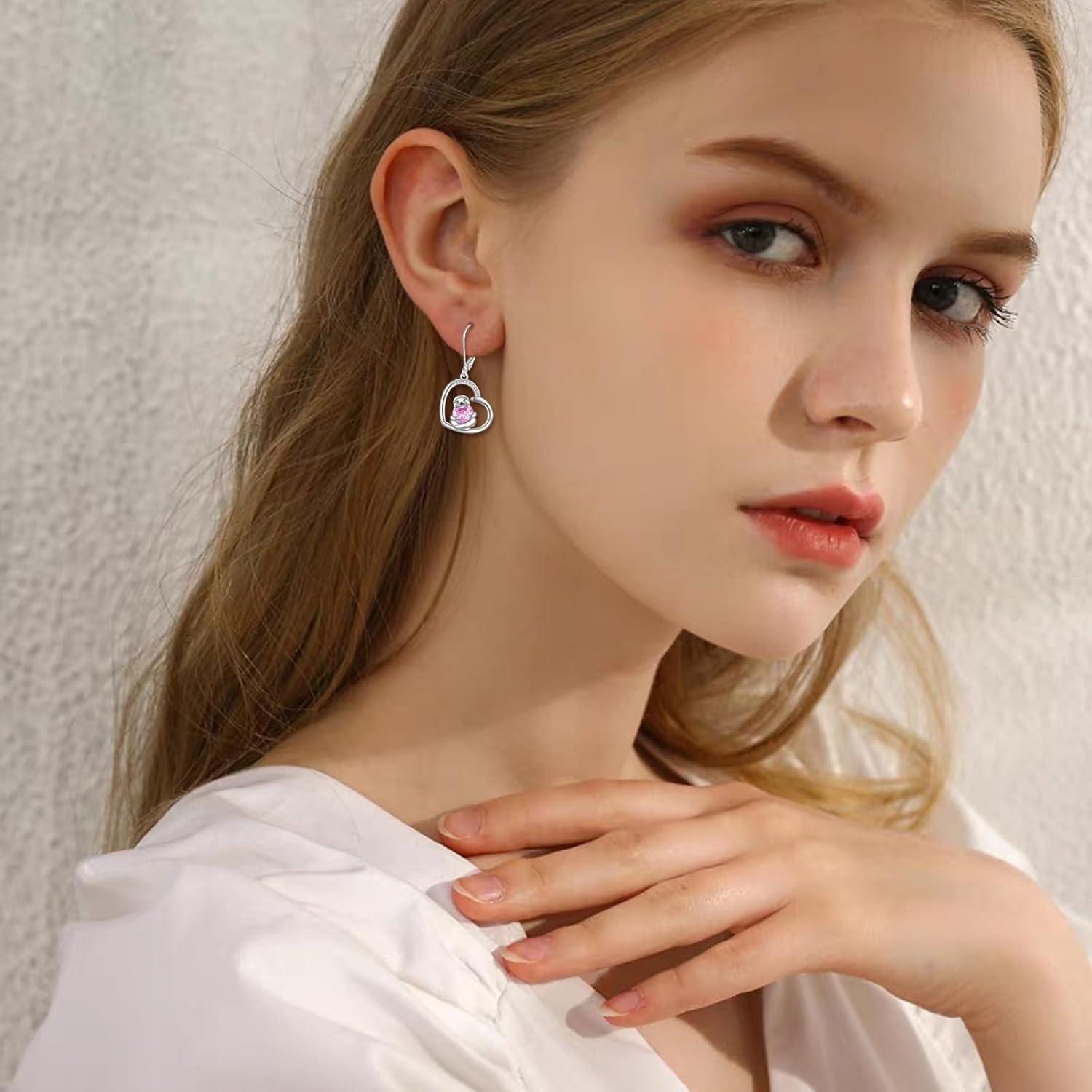 Pilz Ohrringe 925 Sterling Silber Rote Dangle Geschenke für Frauen