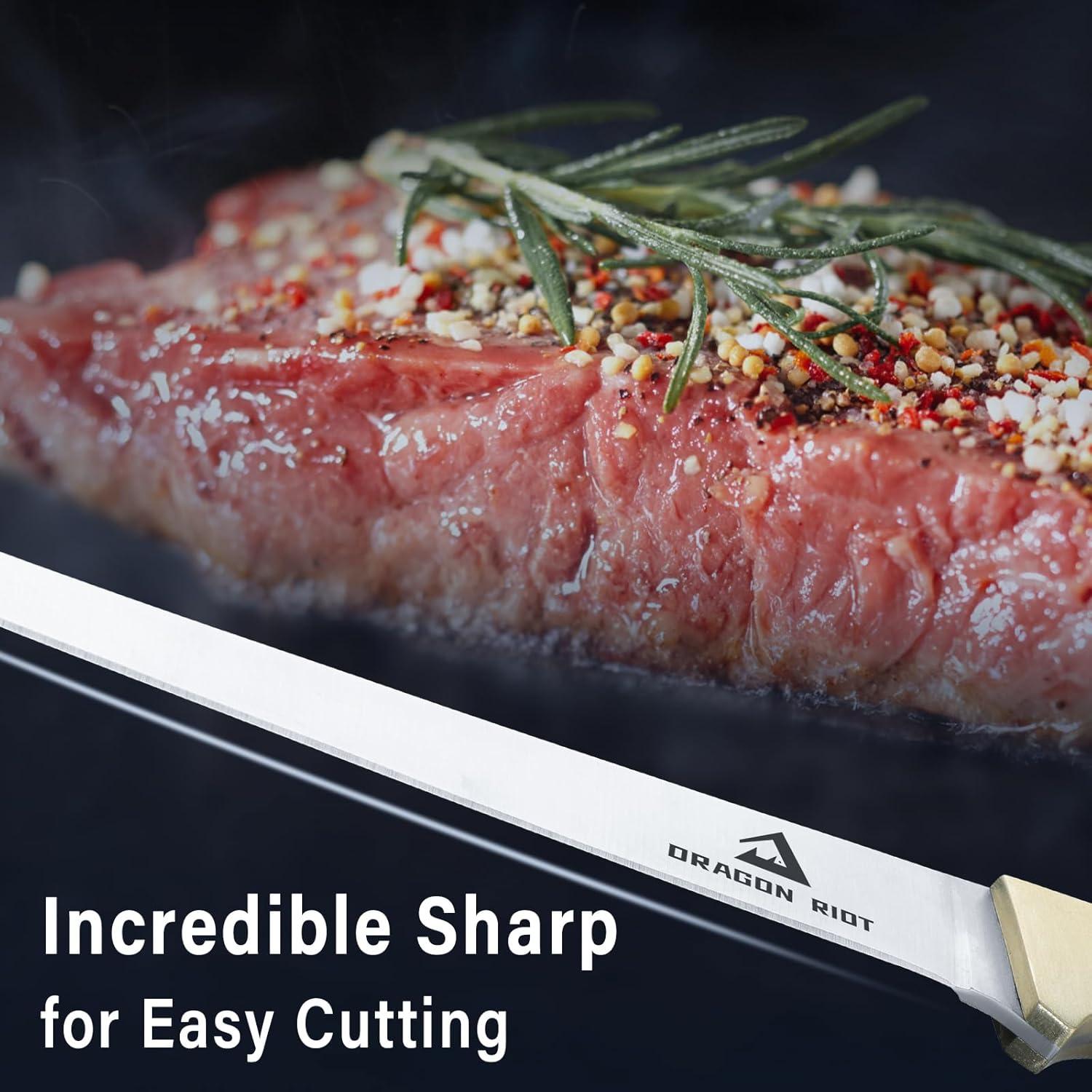 DRAGON RIOT Filetiermesser Fisch 18.5 CM Anti-Rutsch-Griff & Scheide