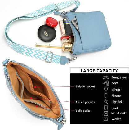 YISUOHOOM Damen Handtasche Crossbody Umhängetasche Mehrere Fächer Blau