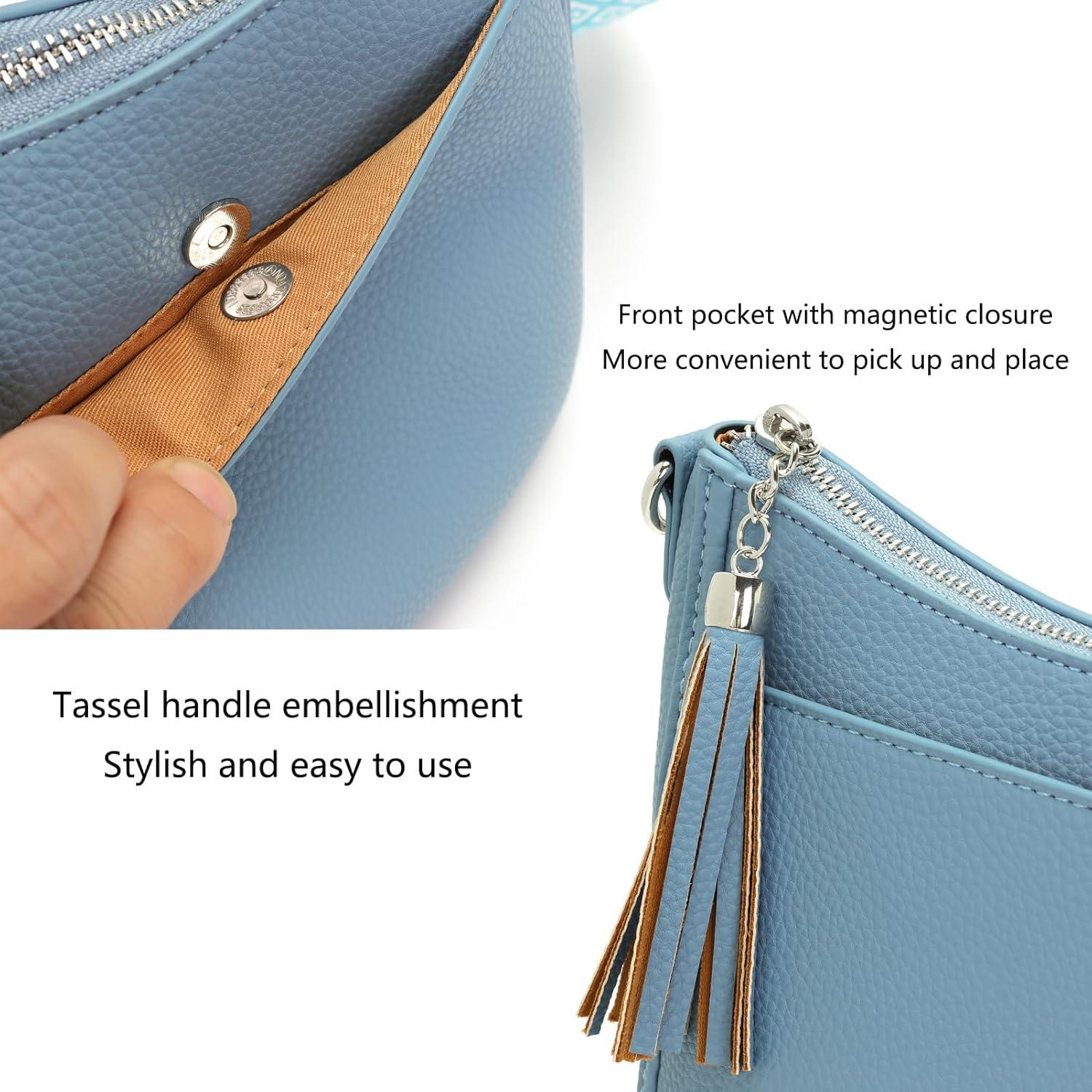 YISUOHOOM Damen Umhängetasche Crossbody Bag Himmelblau