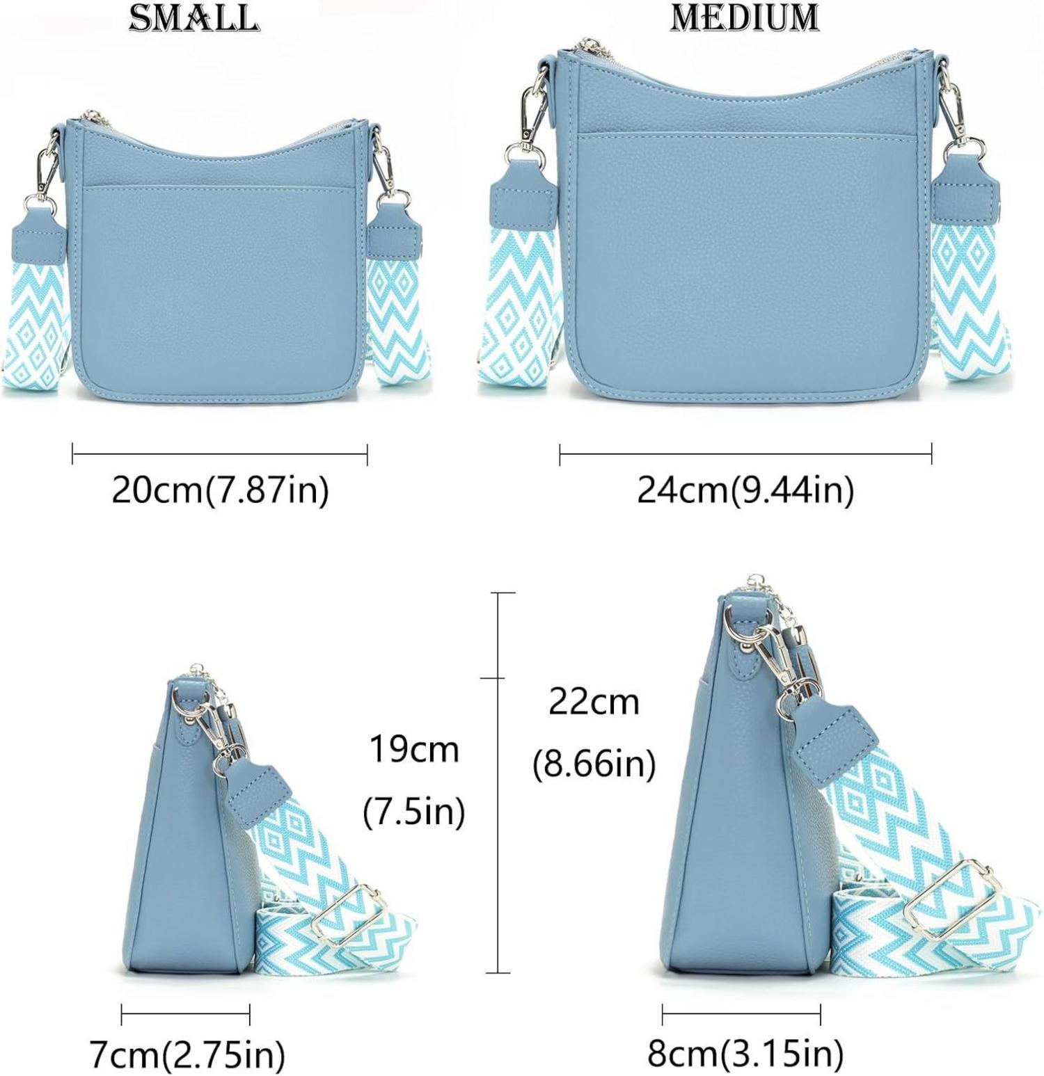 Umhängetasche Damen Crossbody Bag veganes Leder Himmelblau