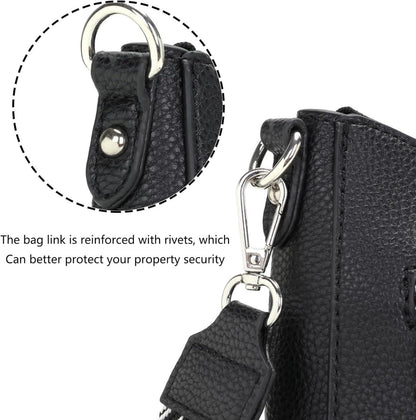 Schwarze Handtasche Damen Mittelgroß Umhängetasche Crossbody Bag