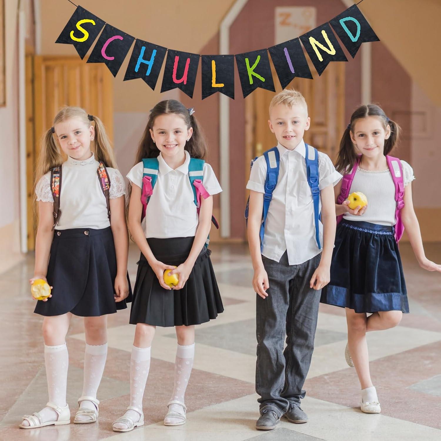 Schulkind Einschulung Deko Tafel Girlande Schwarz Jungs Mädchen