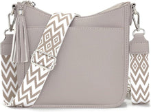 Handtasche Damen Grau Vegan Leder RFID Umhängetasche Fächer Tasche