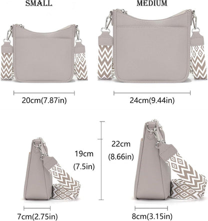 Handtasche Damen Grau Vegan Leder RFID Umhängetasche Fächer Tasche