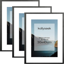 Kollyseek Bilderrahmen Set Schwarz 30x40cm Echtholz Acrylglas 3er