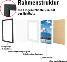 Bilderrahmen 30x40cm Schwarz 3er Set Echtholz Acrylglas