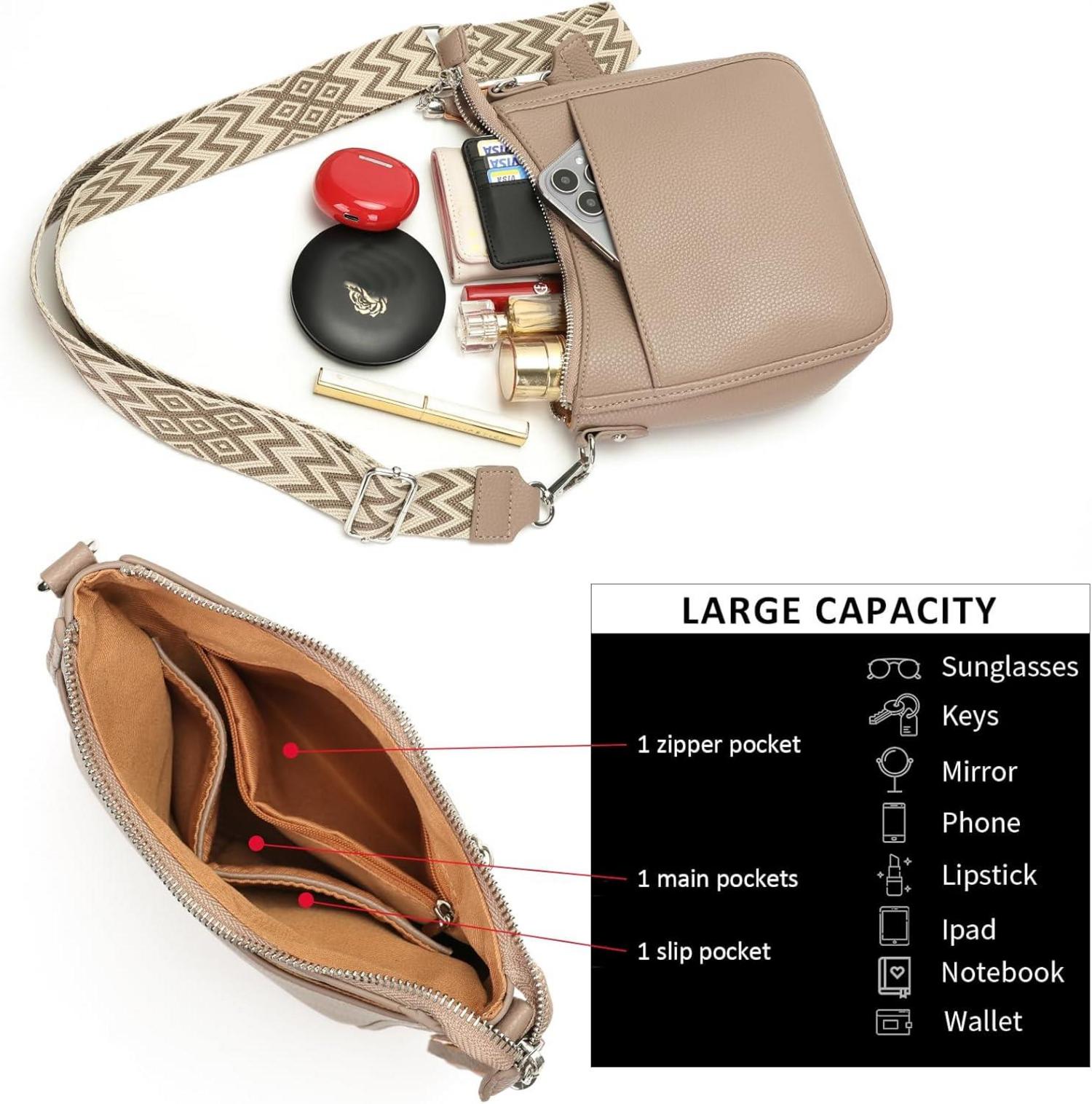 YISUOHOOM Damen Handtasche Khaki Crossbody Umhängetasche RFID vegan Leder