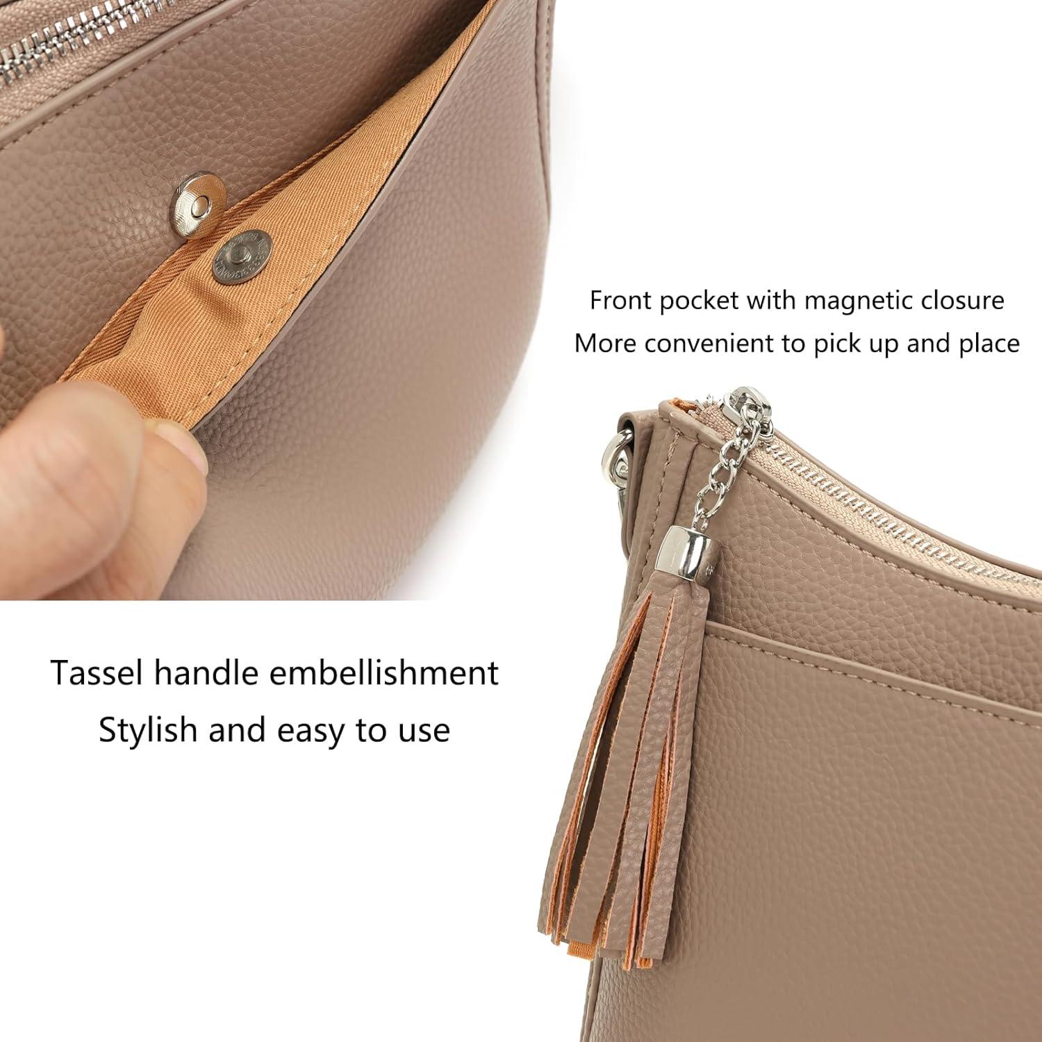 YISUOHOOM Handtasche Damen Umhängetasche Crossbody Klein Vegan Leder Schwarz