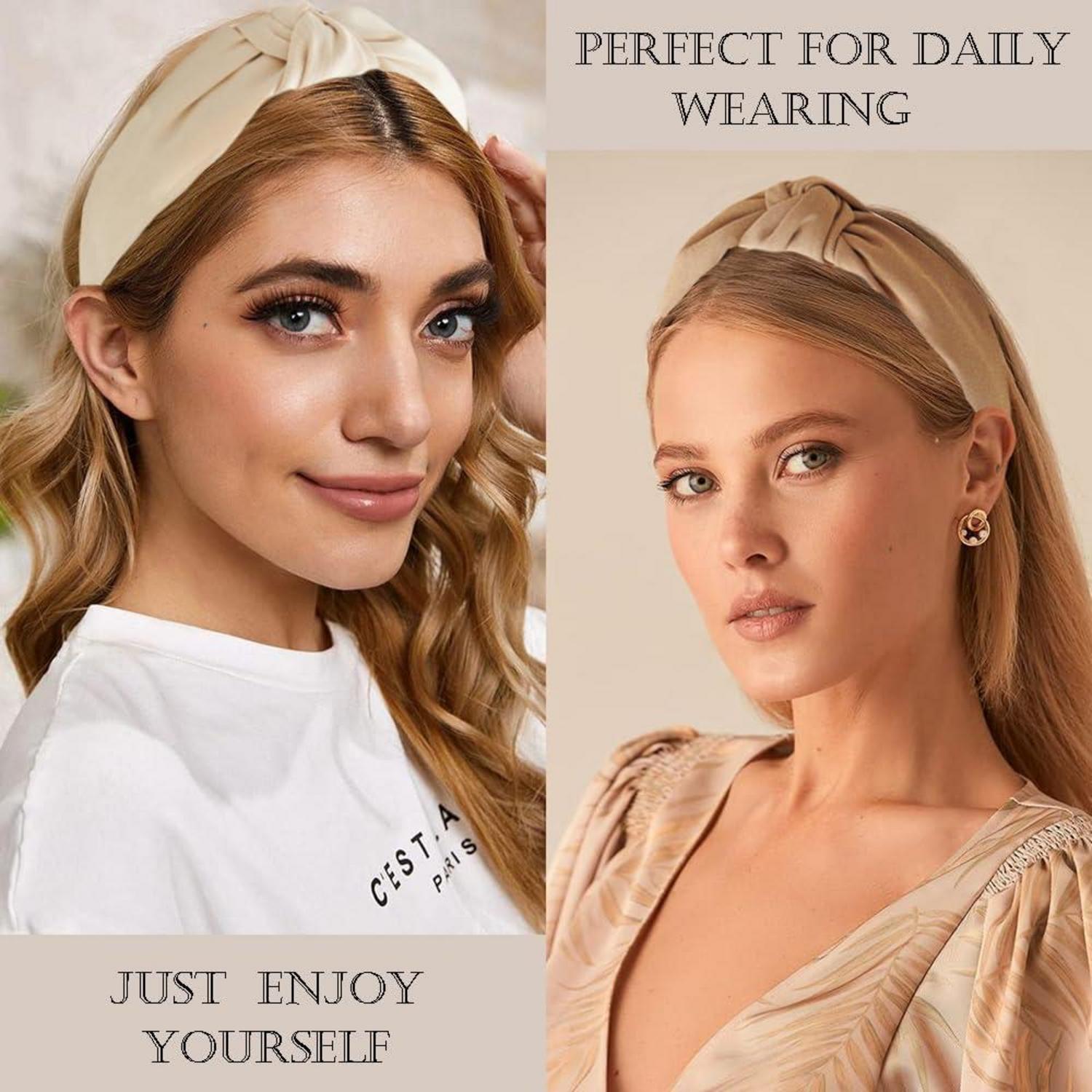 Haarreif 3 Stück Damen Mädchen Breit Rutschfest Modisch Beige