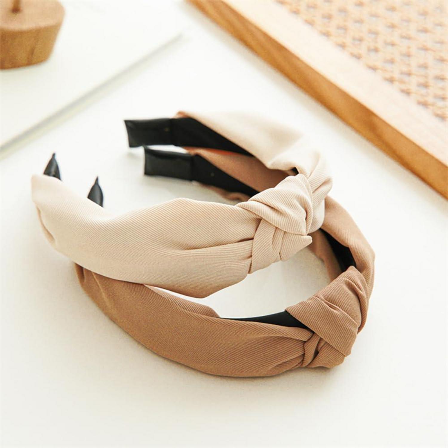 Haarreif Damen Mädchen 3er Set Breit Headband Rutschfest Modisch Beige