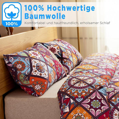 Bettwäsche-Set Baumwolle 155x220 cm Bunt Böhmen Paisley