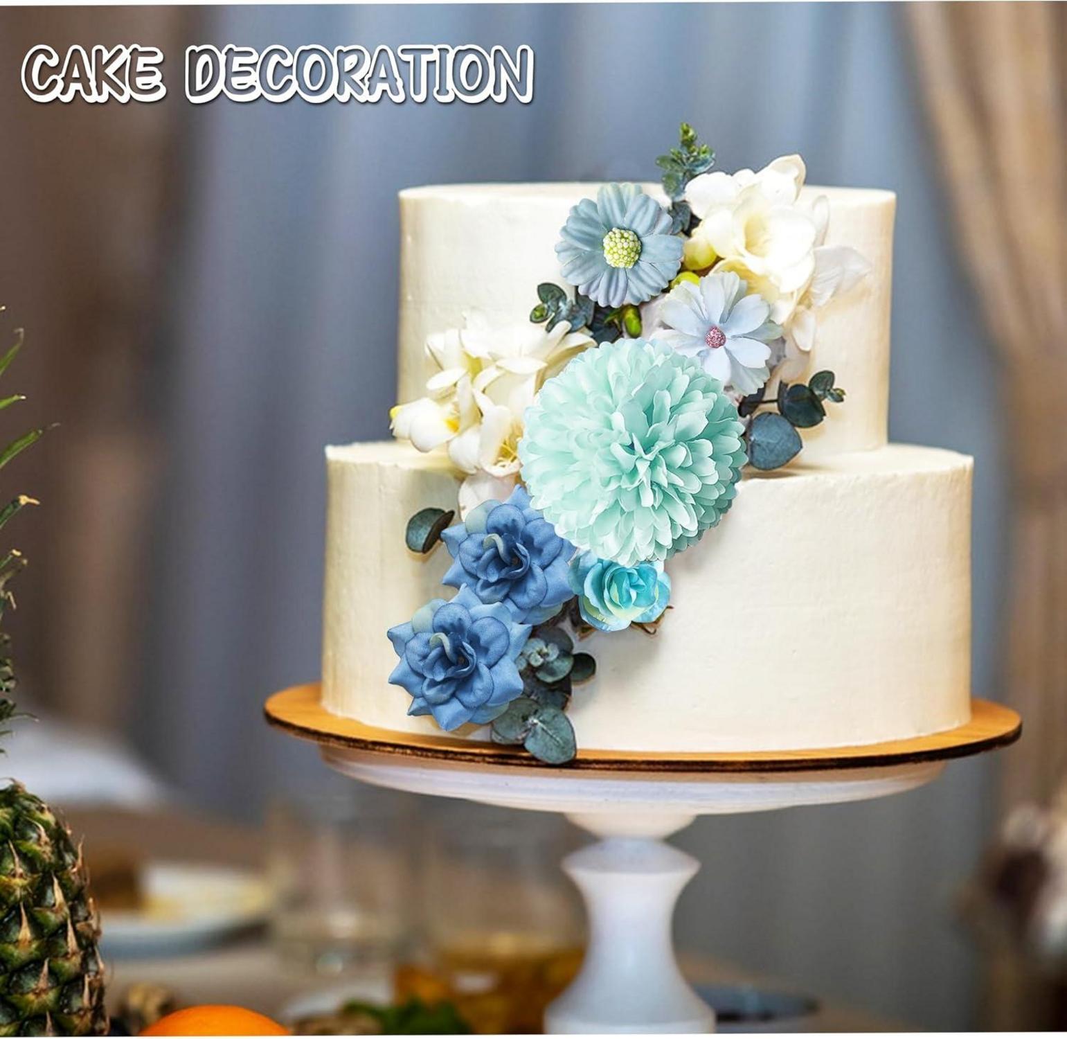 34 Mini Kunstblumen Blau 4-7cm Deko Seidenblumen ROLLWAY