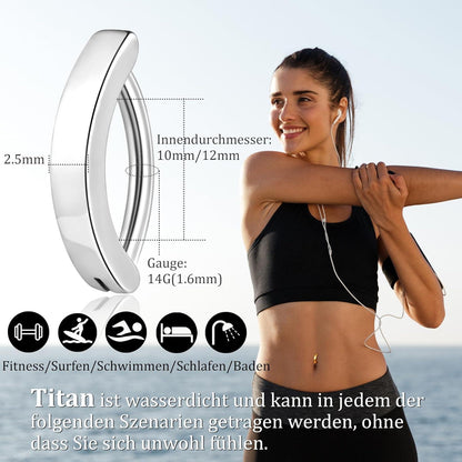 Minimalistisches 14G Titan Bauchnabelpiercing Schwarz