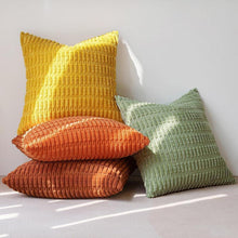 Deko Kissenbezüge Kordsamt 40x40 cm 4er Set Orange Grüne Serie