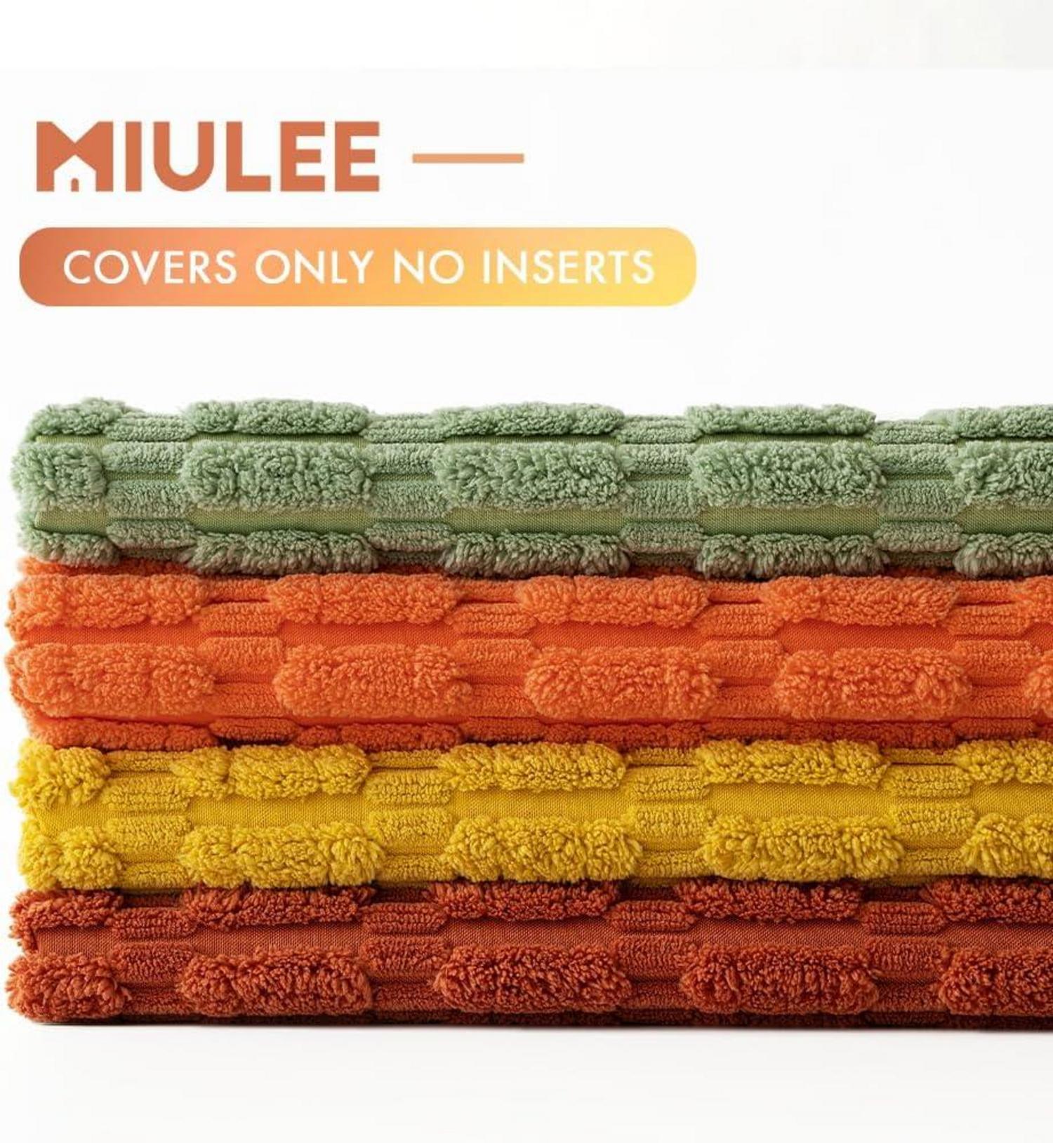 MIULEE 4er Set 40x40 cm Kordsamt Kissenbezüge Orange Grüne Serie